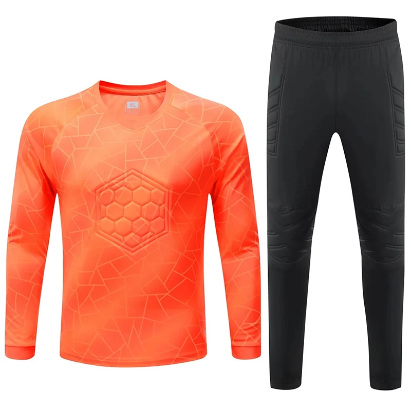 Men Kid 2024 Soccer Goalkeeper Uniform Protective Sponge Long Sleeve Football Training Goalkeeper Top Soccer Jersey Pants Custom