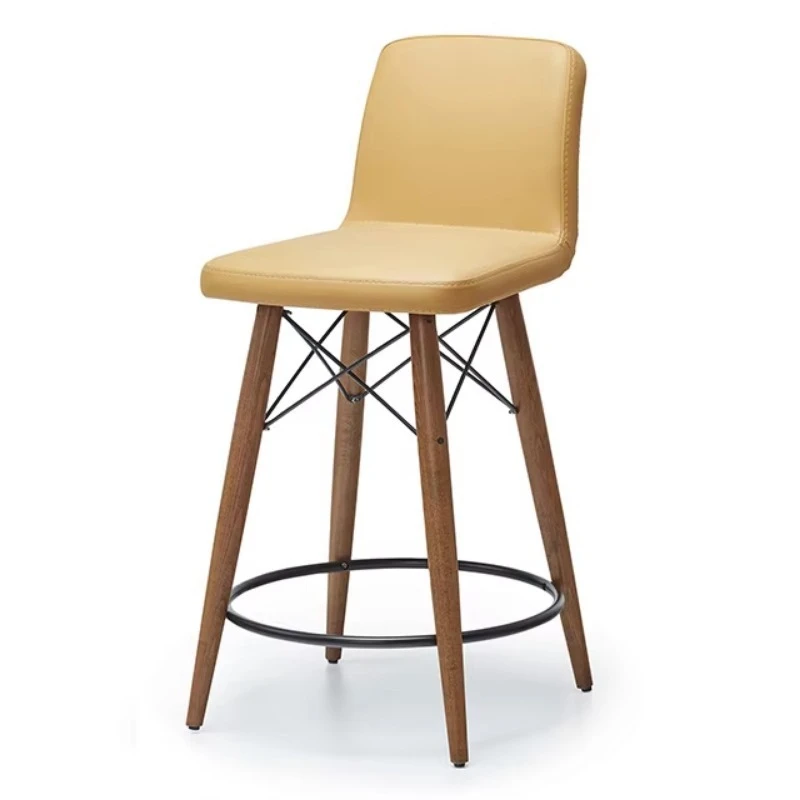 Leather Bar Stool Modern Bar Chair Metal Legs Dining Chair Restaurant Furniture