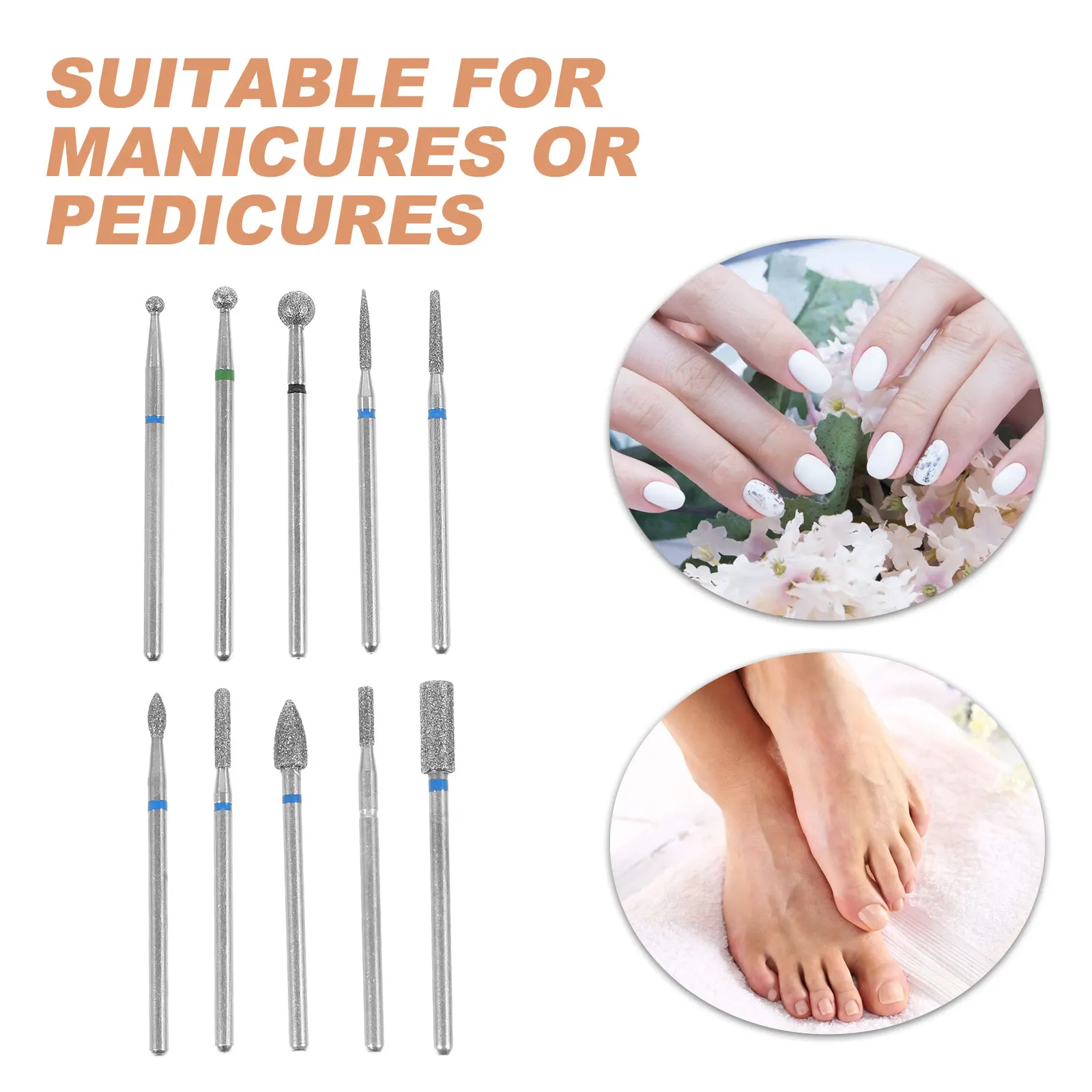 10 قطعة مجموعة لقمة ثقب الأظافر أكريليك مانيكير طحن رؤوس لإزالة الجلد الميت لتقوم بها بنفسك أدوات الملفات الكهربائية #6