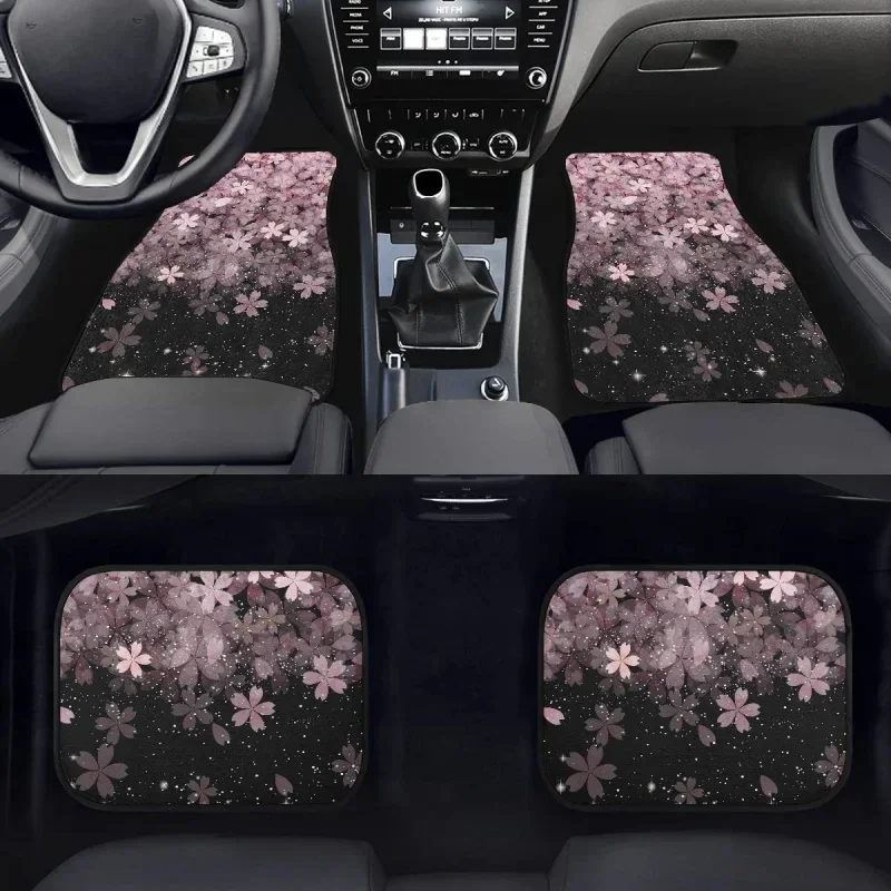 Pink Cherry Blossom Sakura Auto Interior Carpet Floor Mats for Car Auto Universal Fit Front Rear Full Interior Auto view 4