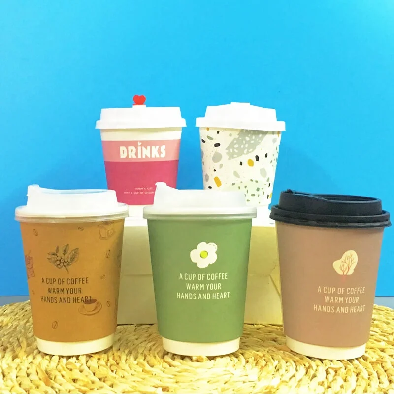 Copo de papel descartável com tampas Adequado para bebidas quentes e frias, Boba Bubble Milk Chá Café, Produto personalizado, Atacado