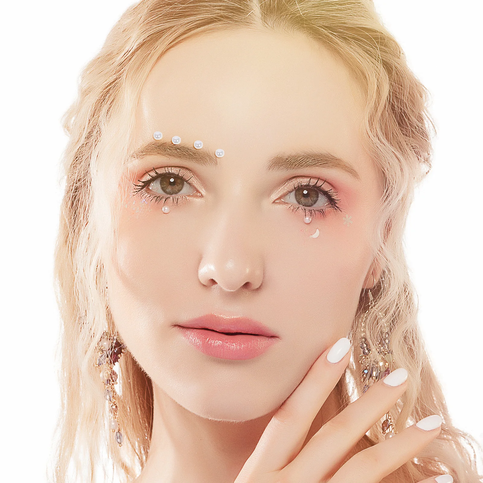 ملصقات لؤلؤية ذاتية اللصق للمكياج والحواجب والوجه والجسم والأظافر مكونة من 4 أوراق لتزيين حفلات المهرجانات #6