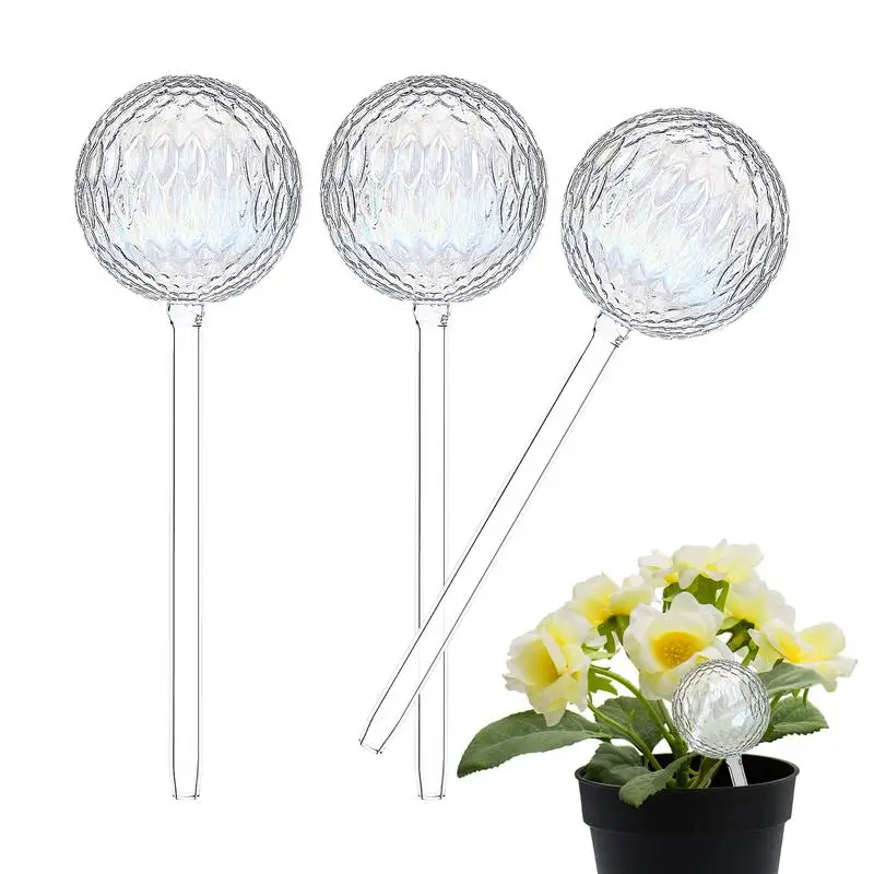 

Plant Self Watering Globes 3PCS Glass Clear Rainbow Gradient Color Self Watering Spikes Decorative Self Watering Planter Inserts