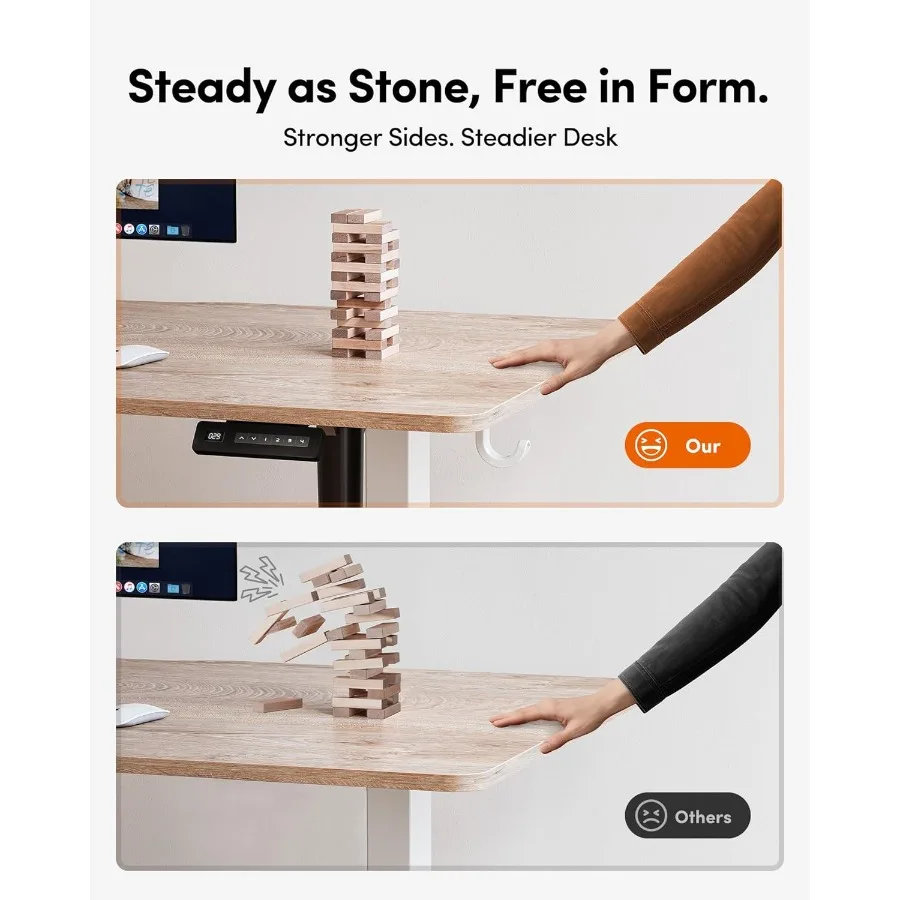 ارتفاع كهربائي قابل للتعديل مكتب قائم 63 × 28 بوصة للمكتب المنزلي ومساحات العمل مكتب الكمبيوتر مع لصق الخنزير #5