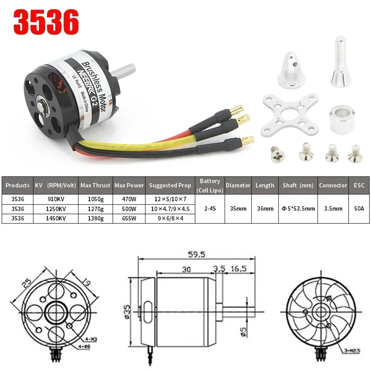 1/4PCS NEEBRC 3536 Outrunner Bürstenlosen Motor für RC FPV Racing Drone Starrflügel Quadcopter Hubschrauber Flugzeug flugzeug DIY Teil