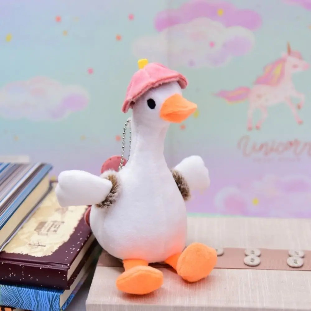 Korean Style Plush Cartoon Big White Goose Key Chain Cute Sweet Mini Unique Creative Girls Decoration Flower Personality