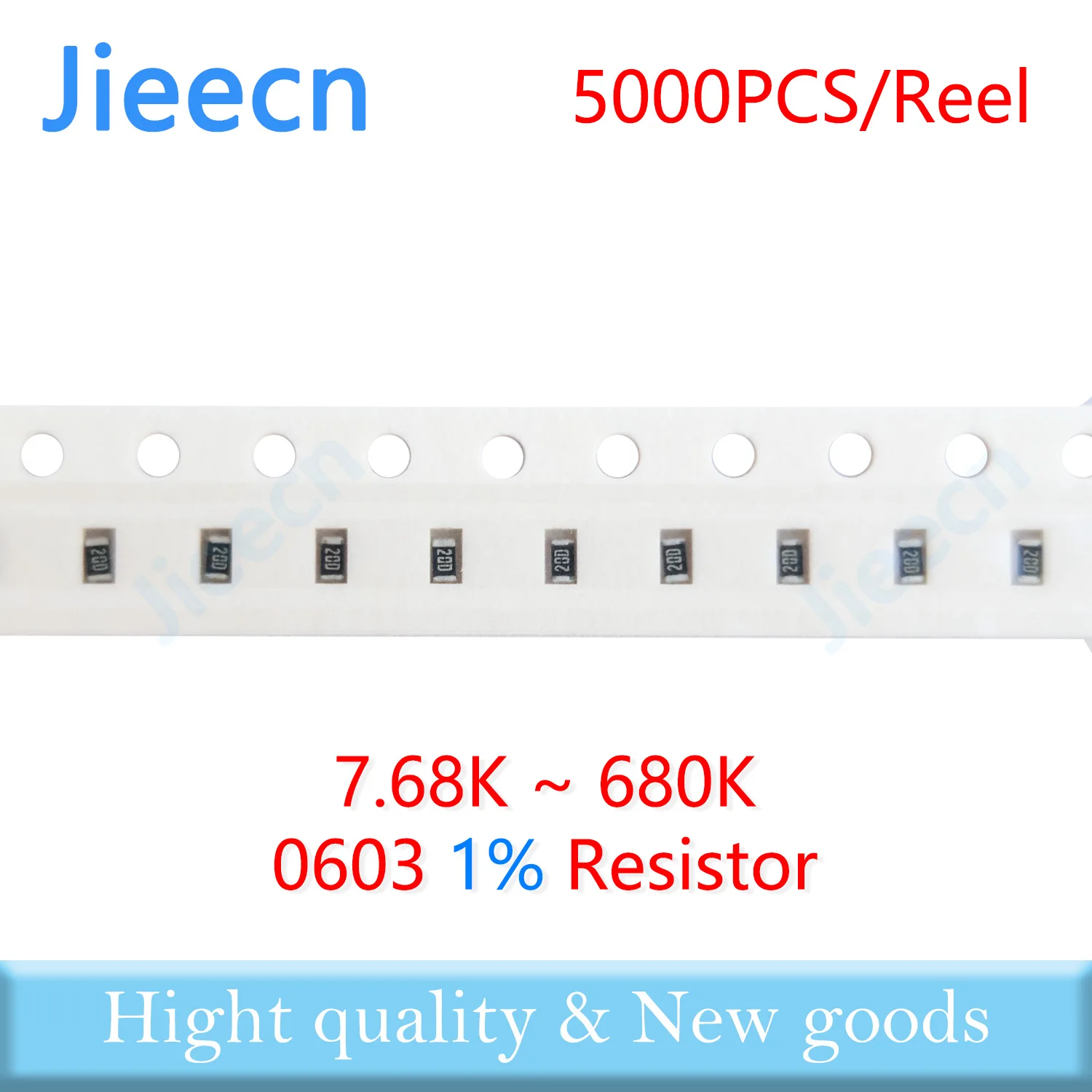 Resistor de Jieecn-SMD, 0603 F, 1% SMD, 7.68K-680K, 1/10W, 10K, 9.76K, 11K, 12K, 13K, 15K, 16K, 18K, 50.9 K, 499K, 2.6 K, 110, 5000 ohm dos PCes 1608, ohm 100k