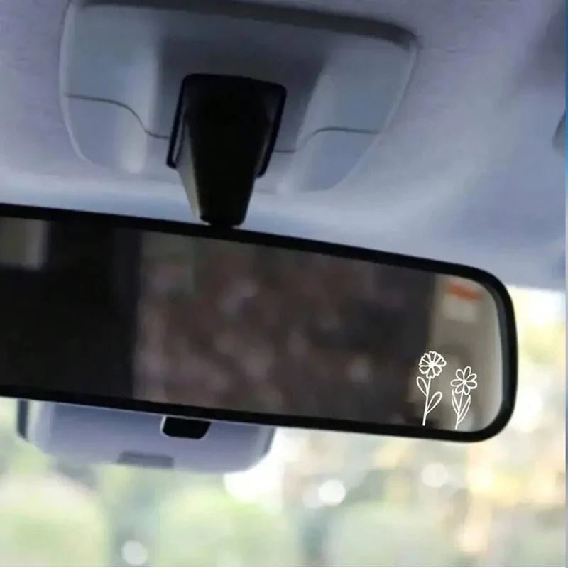 Rearview Mirror Decal, Tiny Flower Sticker, Small Botanical Decal Floral, Laptop Car Boat Suv Truck