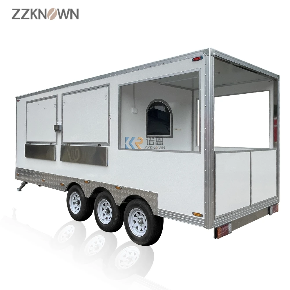 OEM 5.7M 18ft Length Mobile Customize Food Trailer Cart Ice Cream Pizza Hot dog Trailer Towable with Back Round Oven