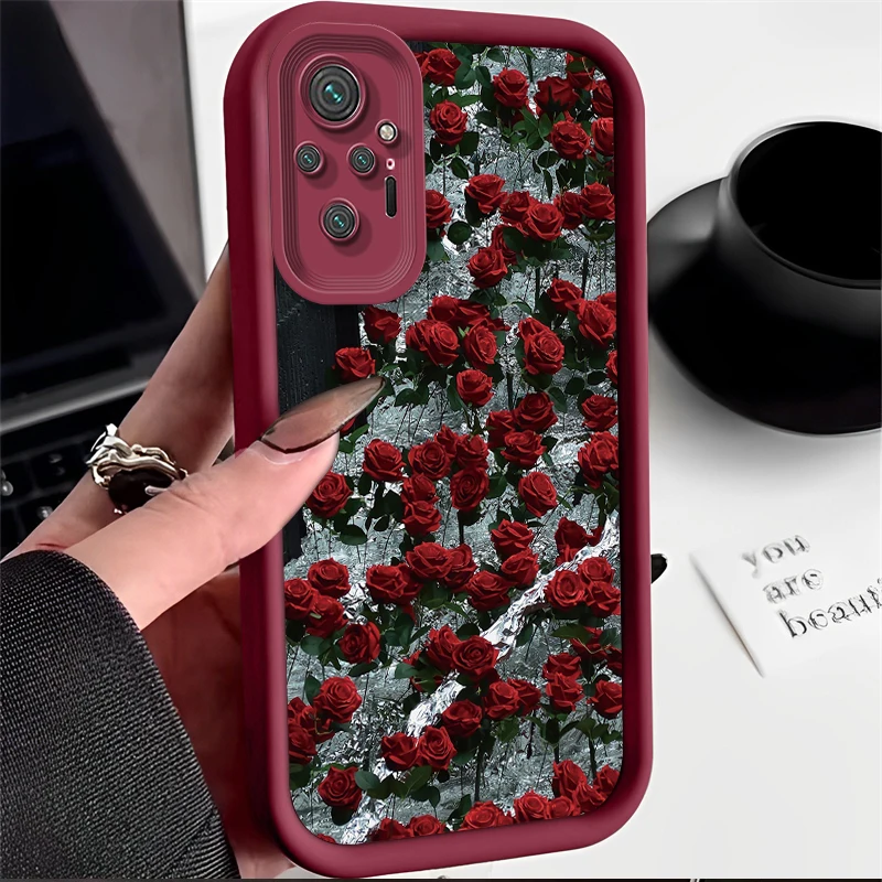 Note10Pro Rose Flower Silicone Phone Case On For Xiaomi Redmi Note 10 10s 4G 5G Pro Max Redmi 10 10A 10C Cover Redmi10A Redmi10C