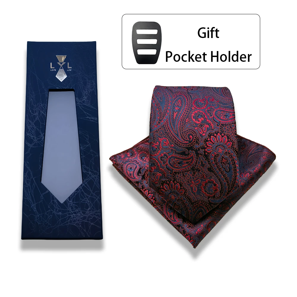 7 سنتيمتر الرجال الفاخرة 2 قطعة التعادل مجموعة بيزلي الزفاف الأزرق البني الأخضر ربطة العنق منديل هدية للرجال مصمم الأزياء الأعمال حزب التعادل