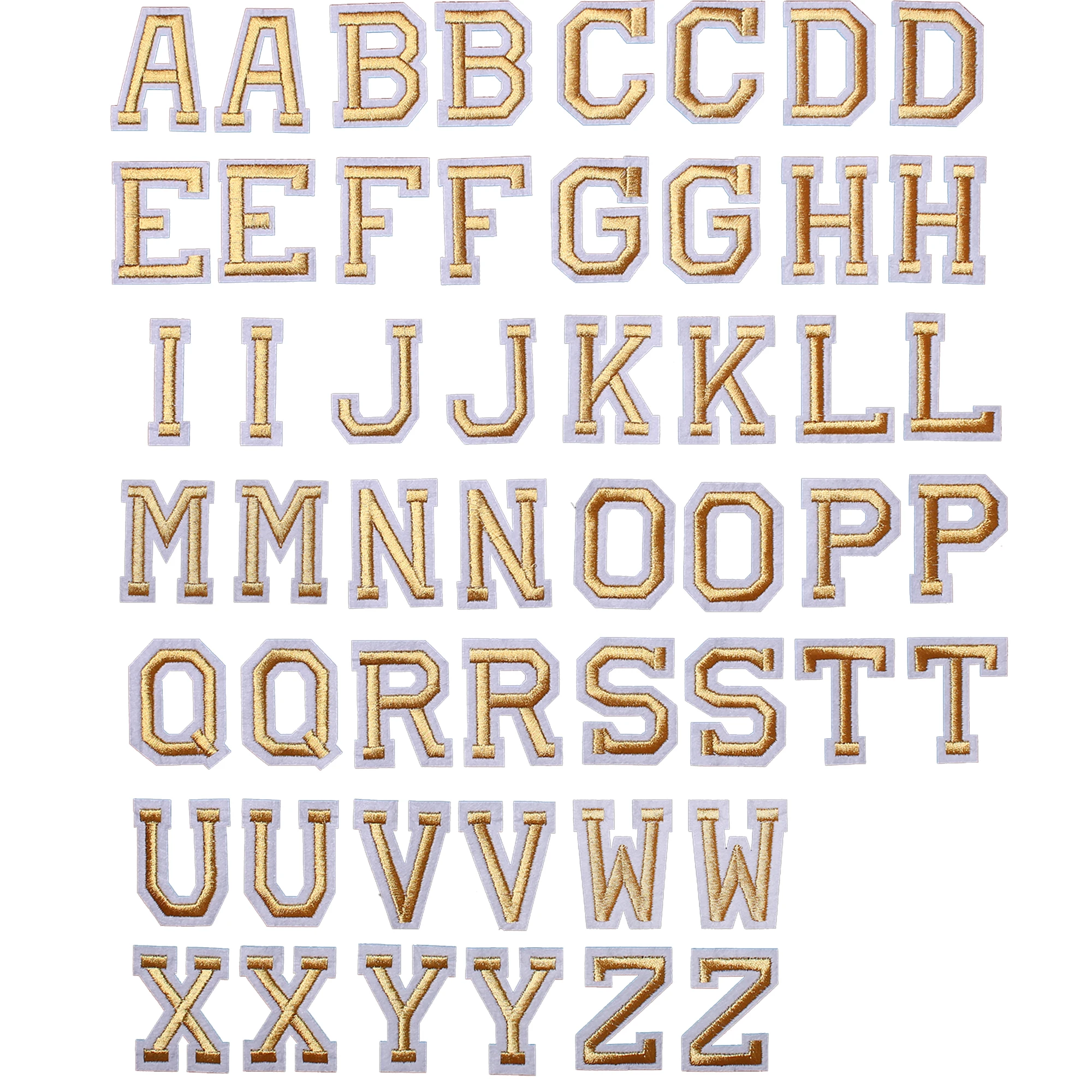 

52pcs Gold Letters Iron On Patch Applique Diy Alphabet Embroidered Patches For Kids Clothing Bags Sewing Name Badge Patch