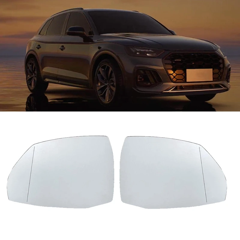 1 Pair Rear View Mirror Lens Glass For  Q5 2015-2017 Q7 2017-2021 4M0857535 4M0857536