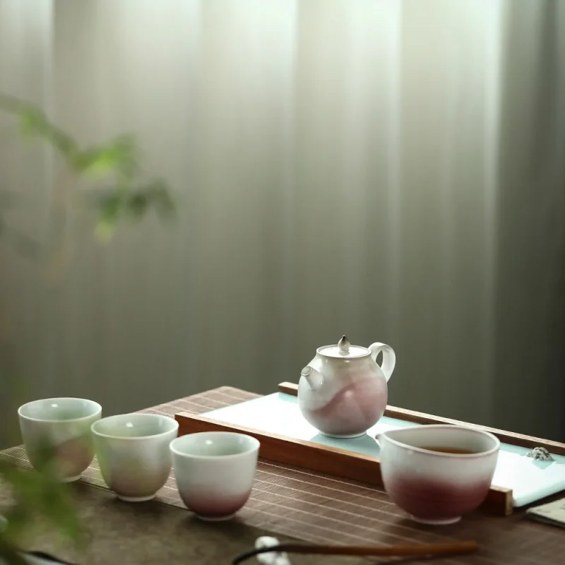 ★Mr. Qing Xihong Jingdezhen Sunset Handmade Teapot Porcelain Opening Film Flambe Kung Fu Tea Teaware Teapot Little Teapot