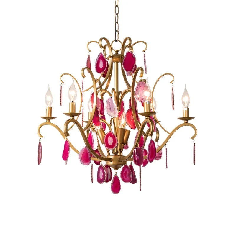 

Lighting, American, Bedroom, Chandelier, Dining Room Light, Creative, Personality, Purple, Agate, Crystal