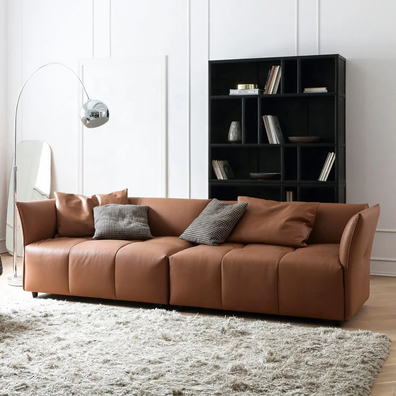 -ss Large Seats Cross-Legged Design Leather Fabric Sewing Tightly Steel Plastic Legs Thick and Soft Wedding Curved Sofa
