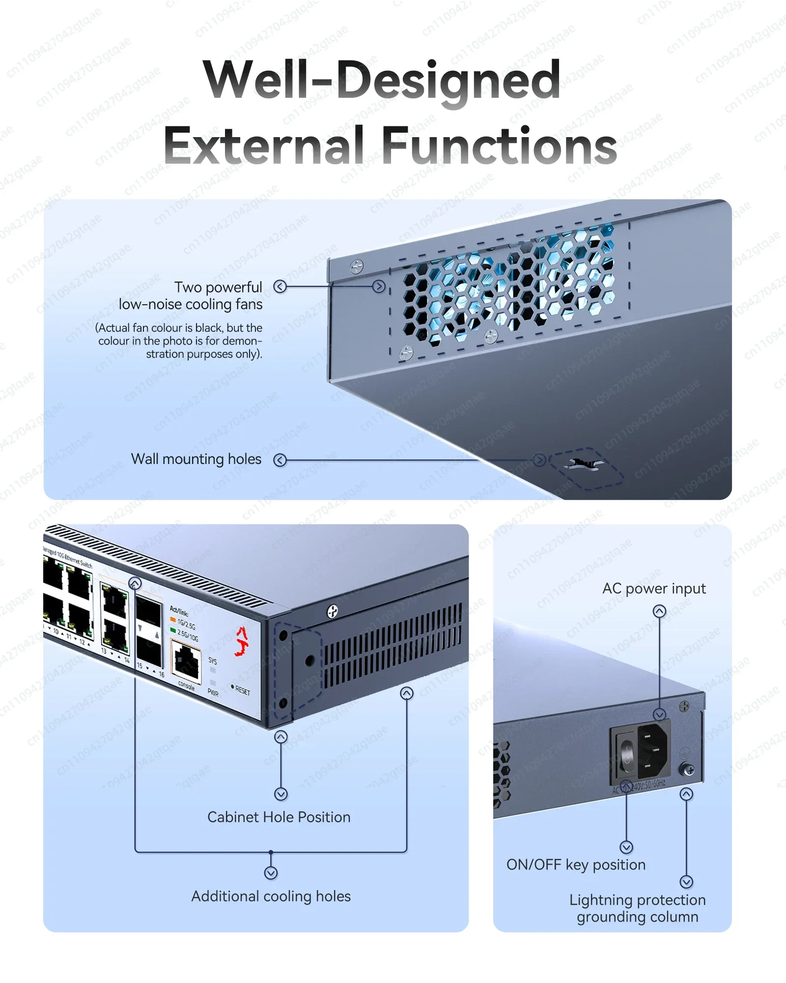 XikeStor NEW L3 Managed12*2.5G RJ45, 2*10G RJ45, 2*10G SFP+, WEB/CLI Managed Support DHCP/VLAN Cooling Shell