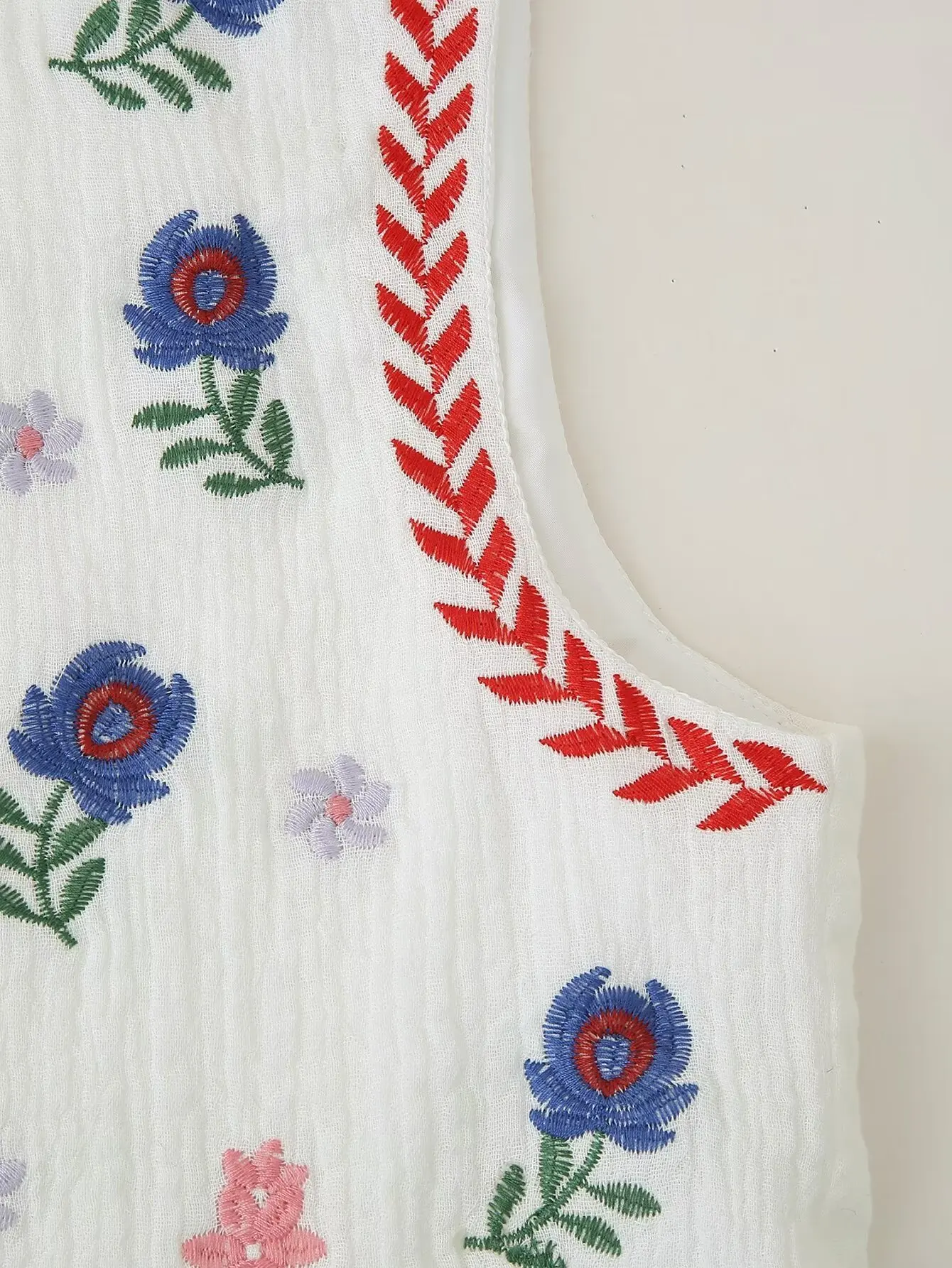 Summer Waistcoat Floral Embroidered Vest Women Crop Top Wear Casual Clothing