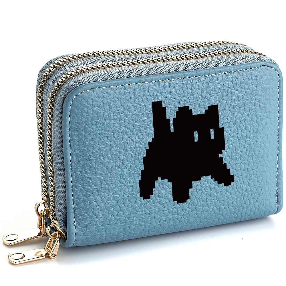 Fashionable Lady's Mini Wallet with Double Zippers and Multiple Card Slots, Personalized for Ladies.