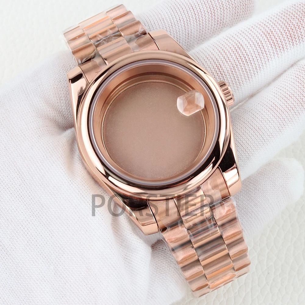 

36mm/39mm Round Edge NH35 Watch Case Sapphire Glass for Datejust NH35 NH36 Movement 28.5mm Dial 316L Steel Presidential Bracelet