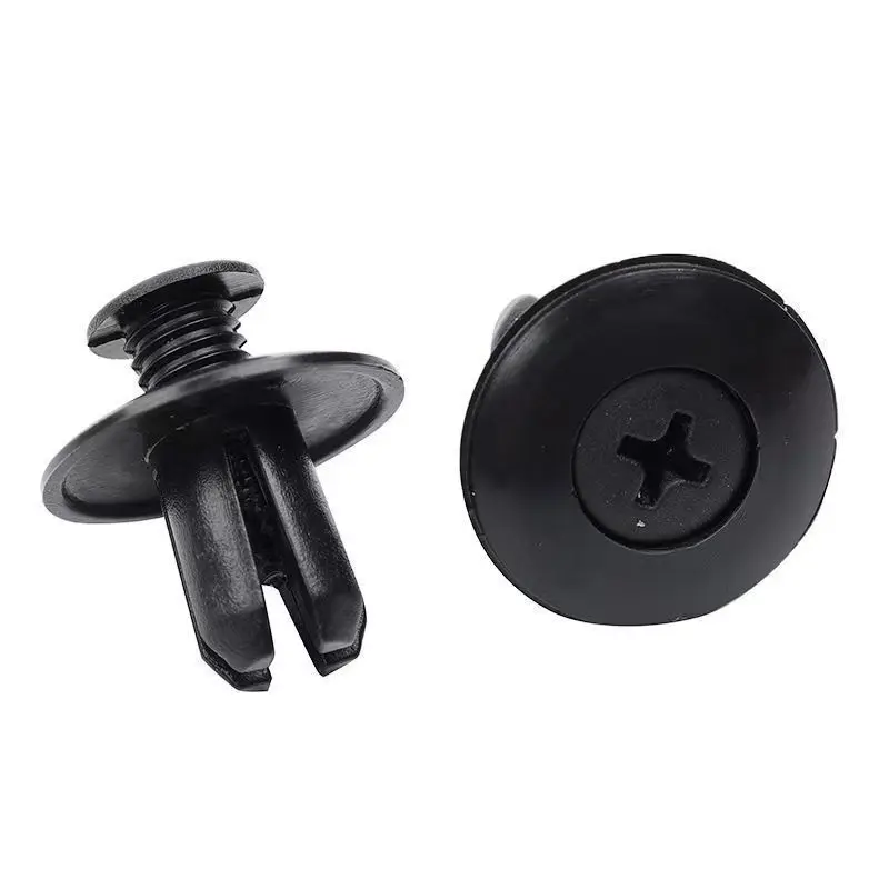 50pcs Universal Car Hole Plastic Rivets Fastener Push Clip Black Bumper Door Trim Panel Retainer Fastener Clip Car Accessories