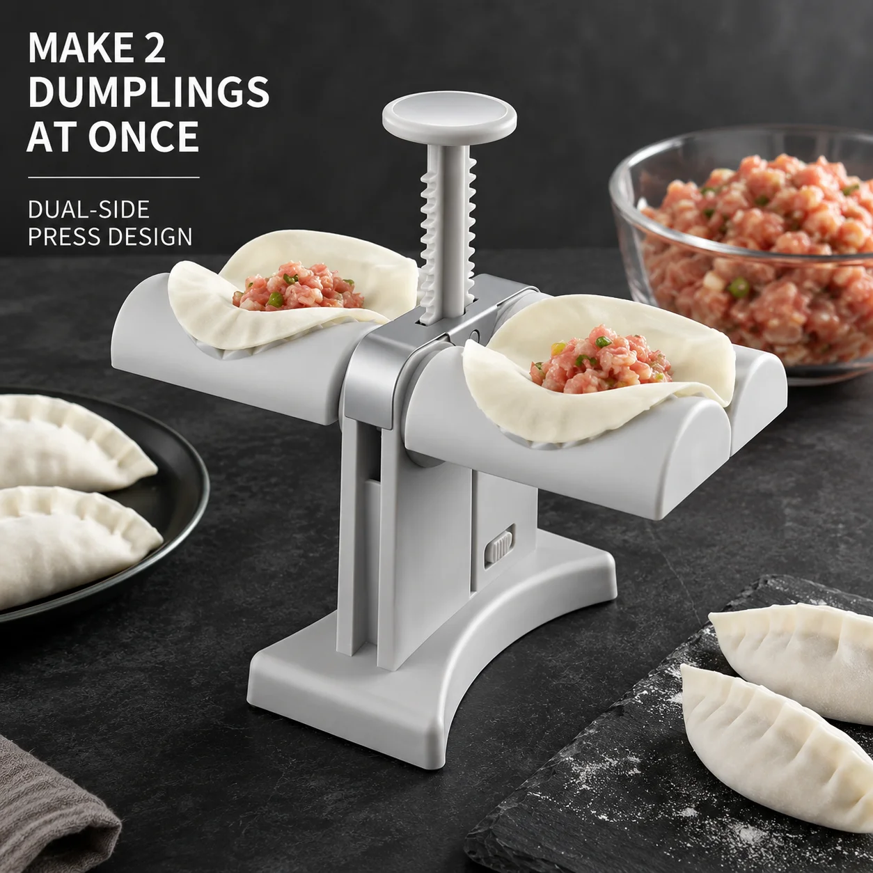2-in-1 Dumpling Maker Mold with Dual Press Design, DIY Ravioli Pierogi Wrapper Press Kitchen Tool