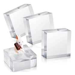 Bloco De Exibição Quadrado Acrílico, claro Polido Lucite Cube, suporte De Exibição De Jóias, Anel Showcase, Base De Suporte