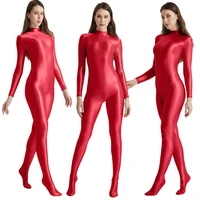 Glossy Shiny Zentai Catsuit for Women High Neck Ultra Soft Yoga Workout Cycling Shapewear Full Body Bodysuit Cosplay Costume - Image 5