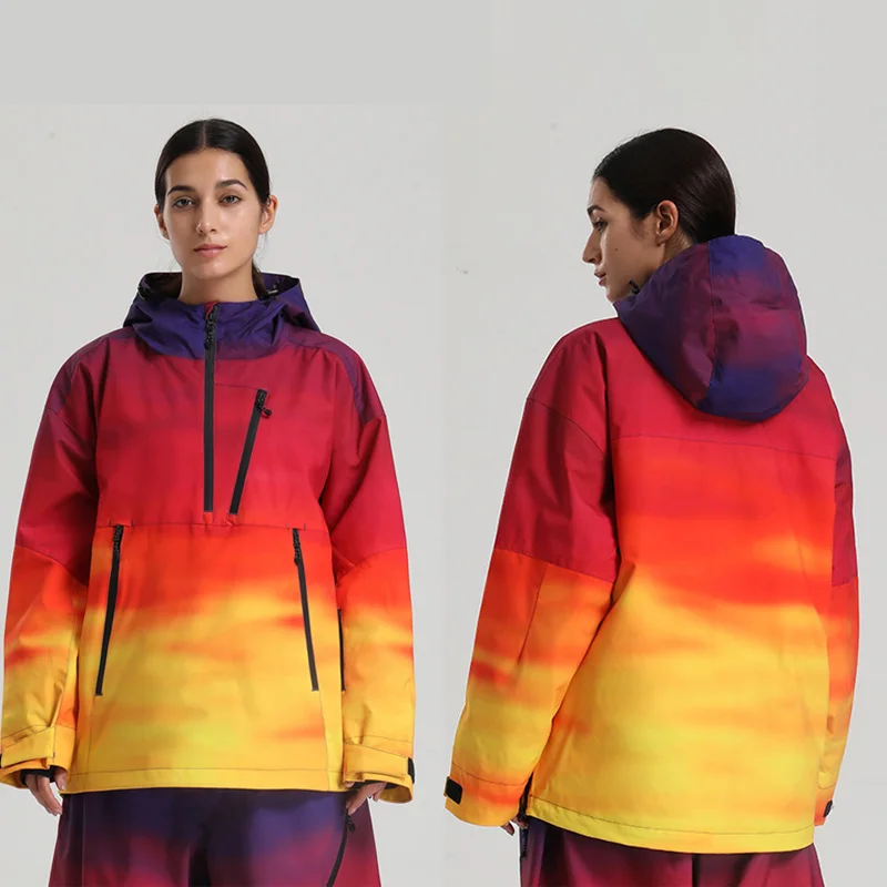 

Ski Suit Hooded Women's New Single Board Pullover Work Clothes Man Thermal Windproof Waterproof Breathable Loose Snow Wear Tops