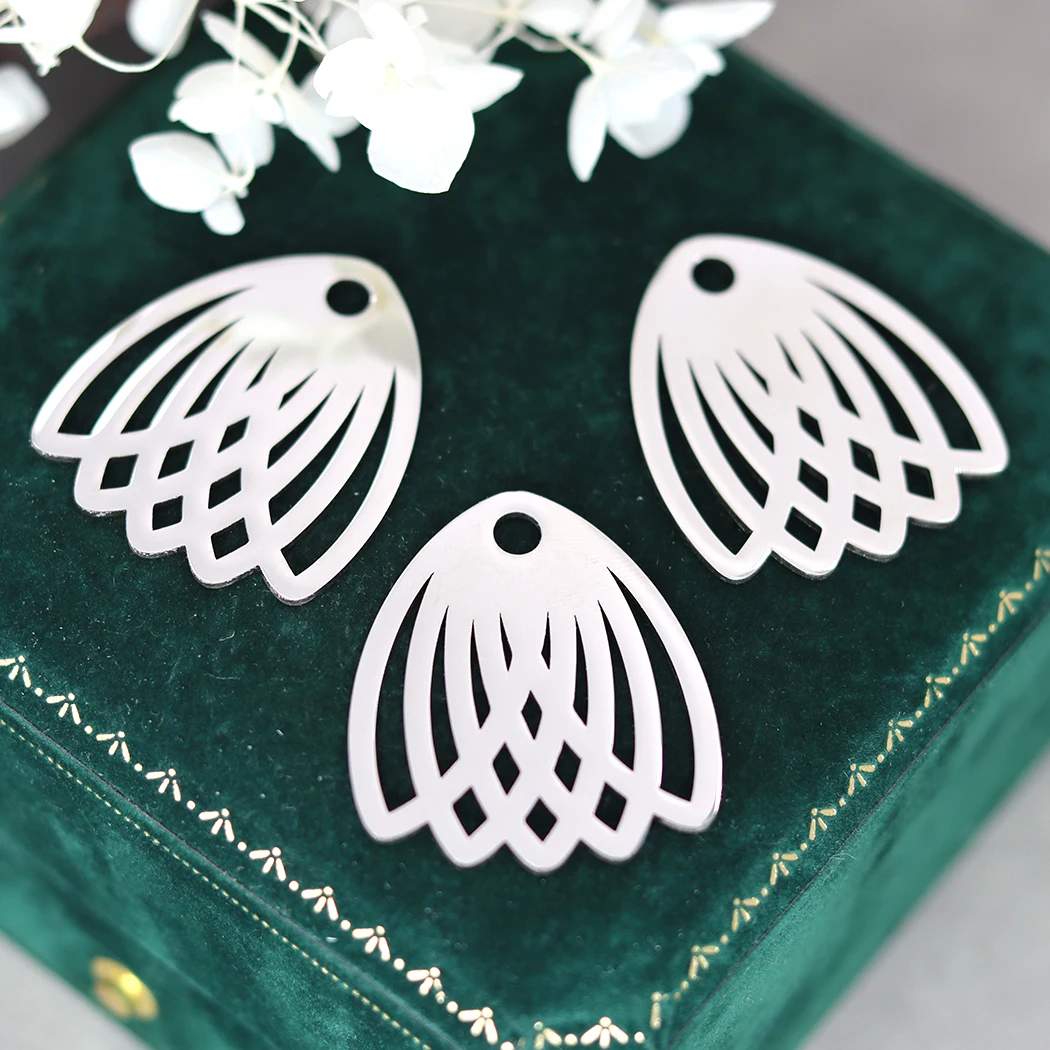 3pcs Owl Charms Diy Earrings Necklace Bracelet Stainless Steel Maple Leaves Feather Conch Round Circle Charms For Jewelry Making