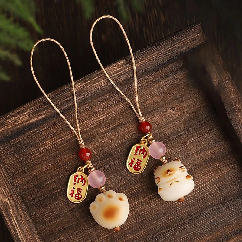 DIY Decoration Cat Paw Phone Strap Anti-lost Hang Ornament Pendant Girl Women Keychain Hanging Lucky Cat Charm Lanyard