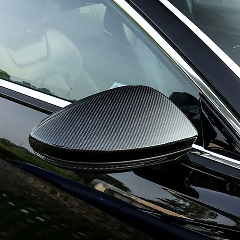 

Carbon Color Rear View Caps Side Door Rearview Mirror Cover Decoration Sticker Car Accessories Trim For Audi A6 C8 2019-2022 LHD