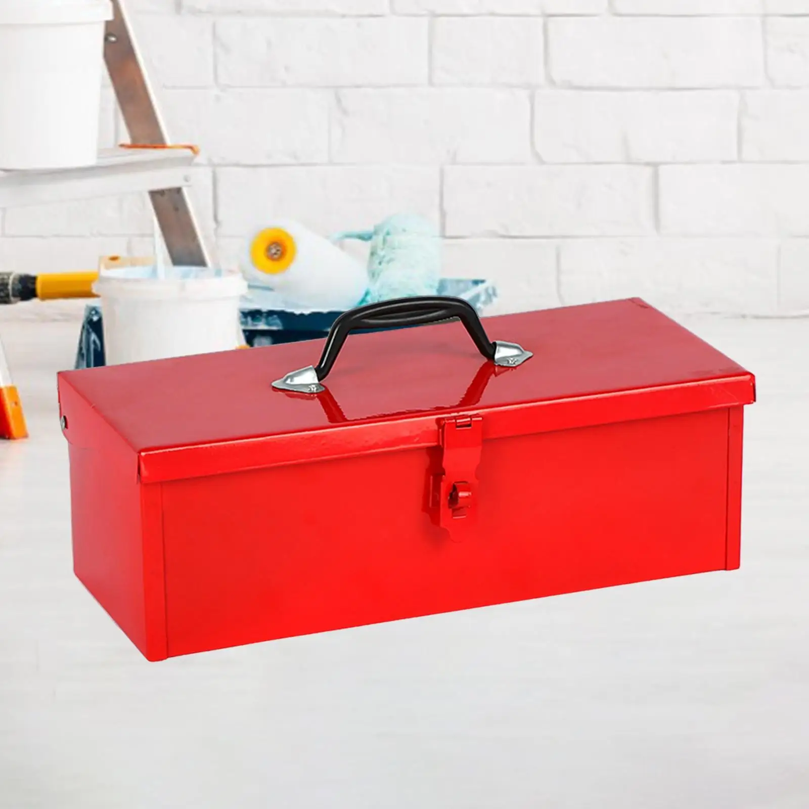 Iron Portable Storage Case Tool Box Organizer Metal Red Container With Handle Multifunction For Workshops Garages Electrician