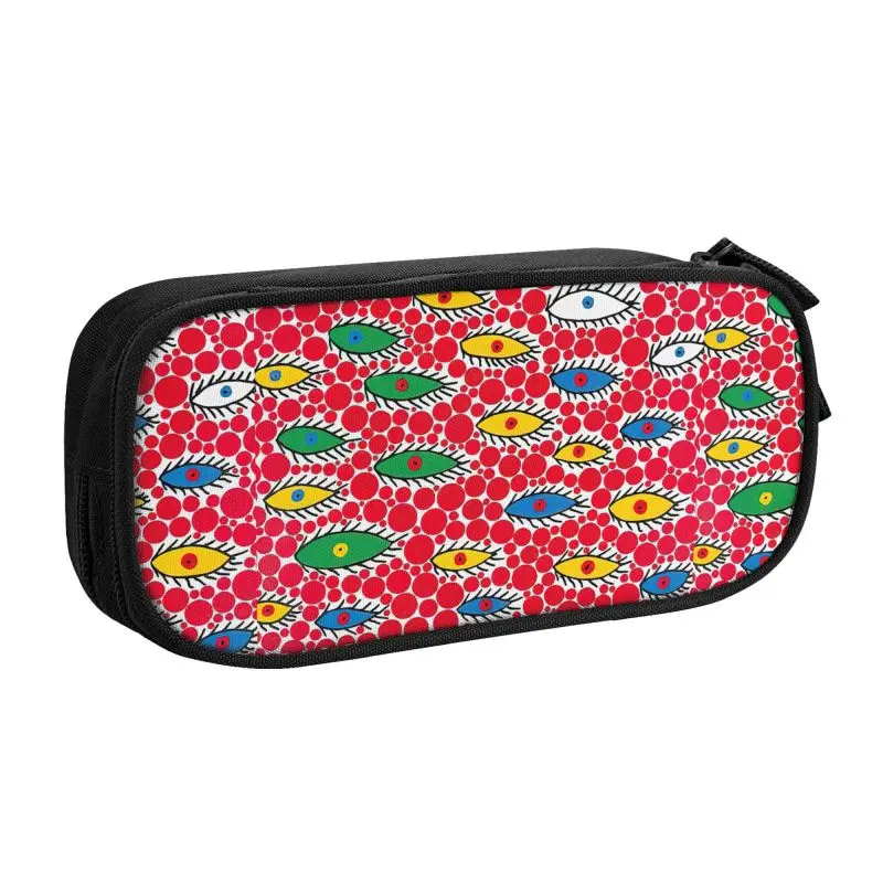 Custom Yayoi Kusama Eyes In The Sky Korean Pencil Cases Girls Boys Large Storage Pencil Pouch Students Stationery