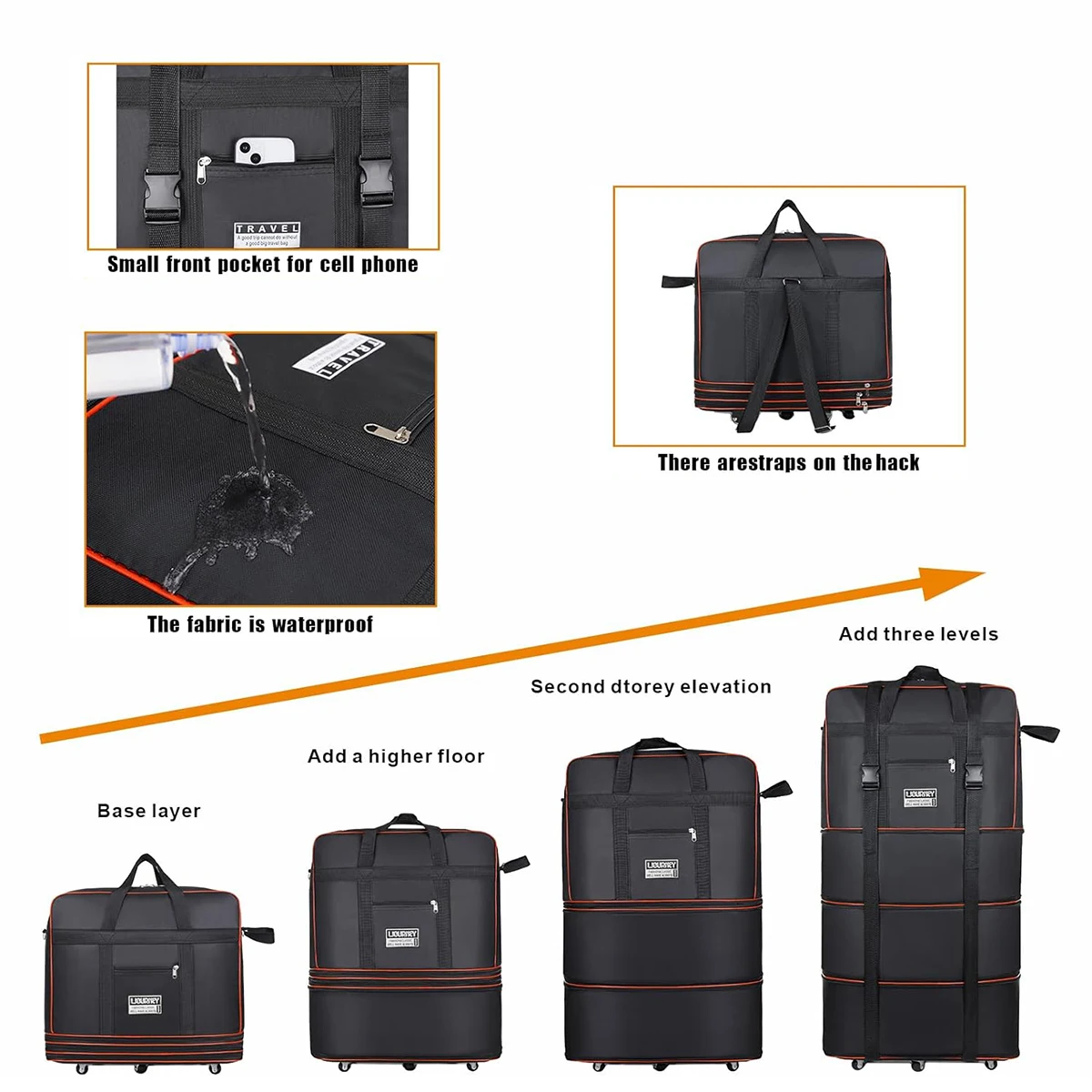 Travel Bag with Wheels Expanda - Foldable Rolling Luggage Bag ulasan dan harga