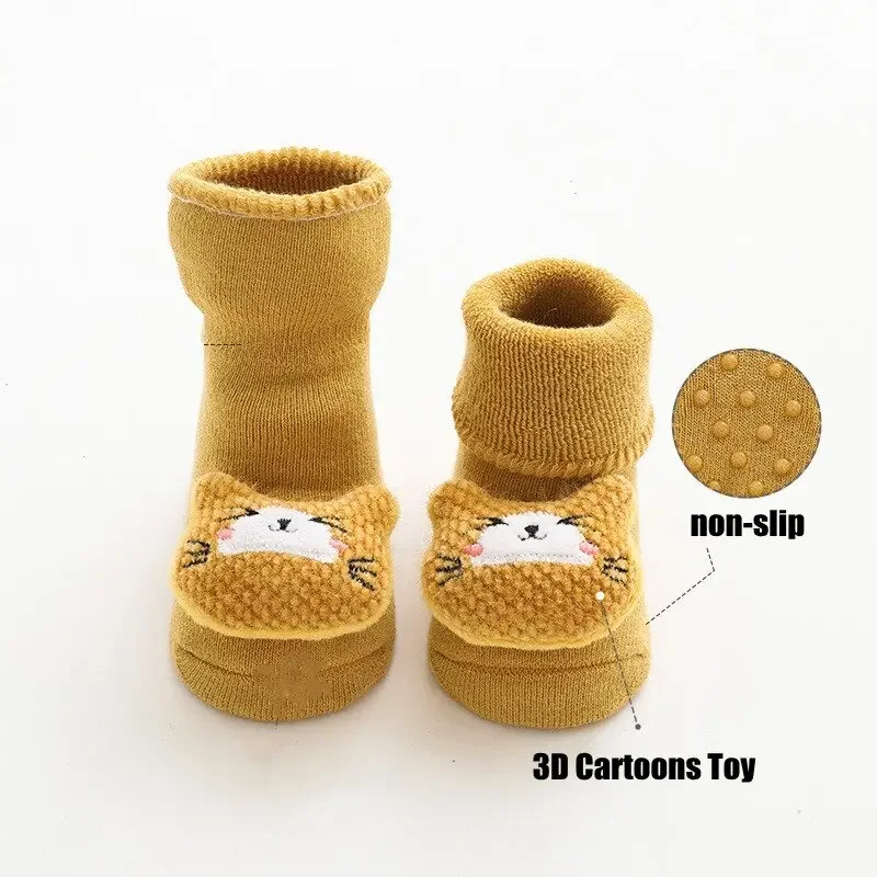 Cute Cartoon Baby Girl Boys Socks Non-Slip Soft Warm Winter Autumn Rabbit Bear Toddler Indoor Floor Socks for Kids 1-3 Years Old