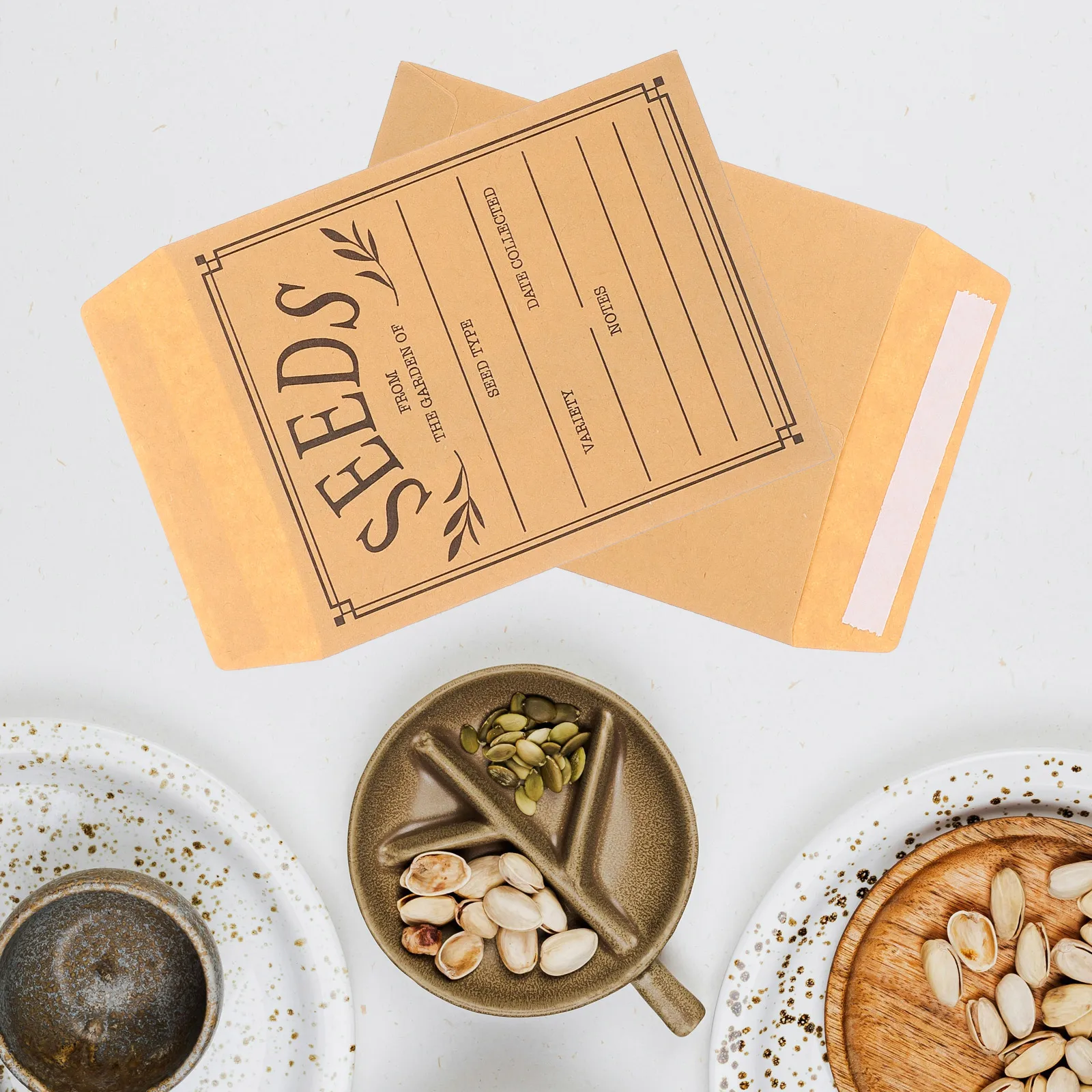 

50pcs Seed Kraft Paper Packets for Vegetable Seeds Reusable Small Envelopes Blank Money Envelopes 8X12 Gardening