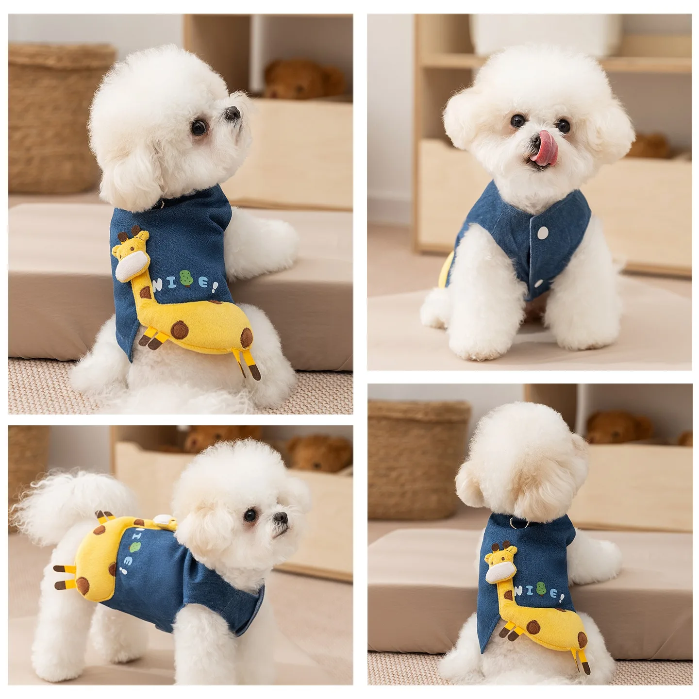 

Thickened Pet Vest Medium-sized Dog Winter Cotton Coat, Cute Three-dimensional Deer Pattern Dog Clothes With Leash Hook