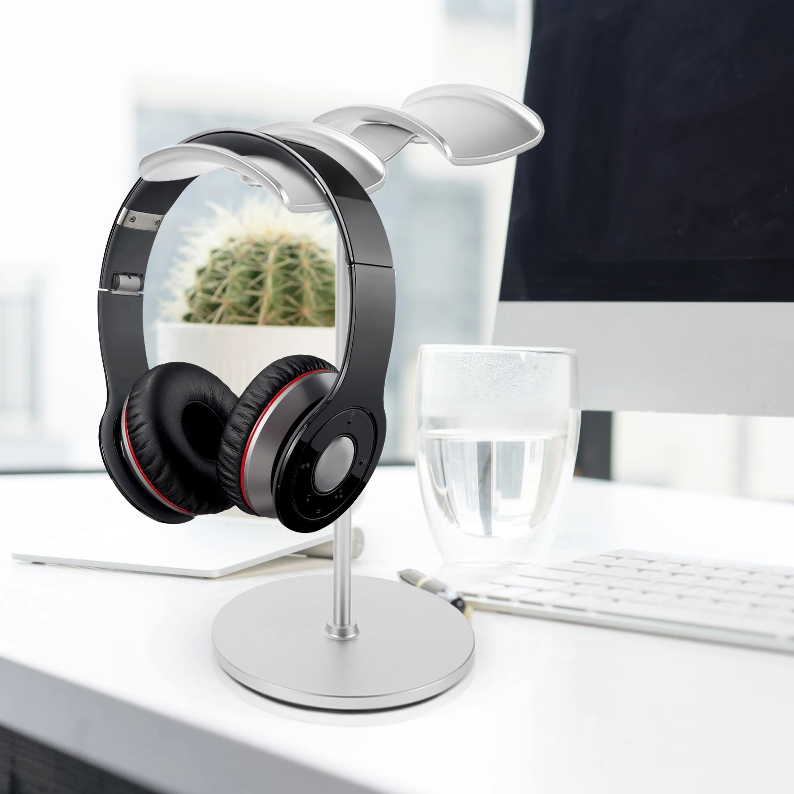 

2pcs Headphone Display Stand Aluminum Alloy Gaming Headset Holder Desk Hook Hanger Earphone Storage Rack Accessories