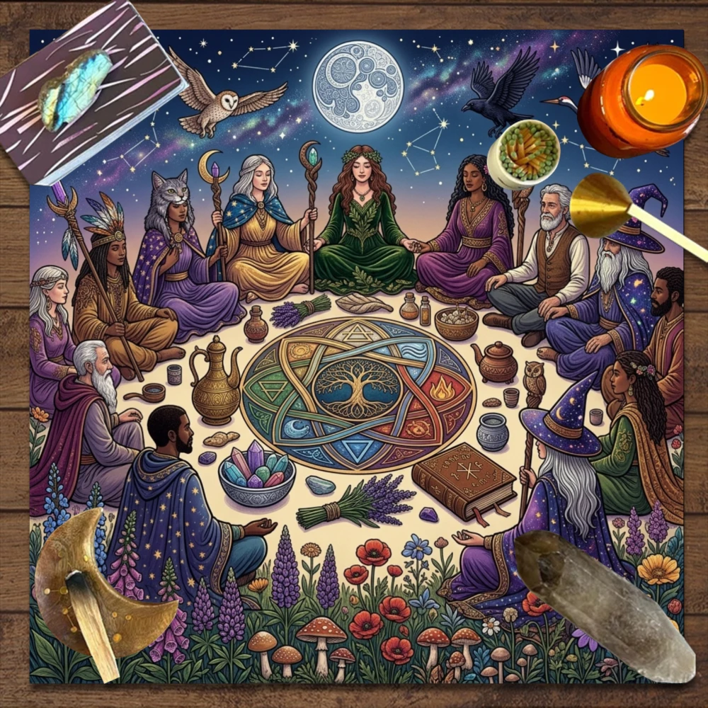 Tarot Cloth Astrology Tarot Cloth Neutral 1Pc European and American occult style send a tablecloth, magic ceremony tablecloth,