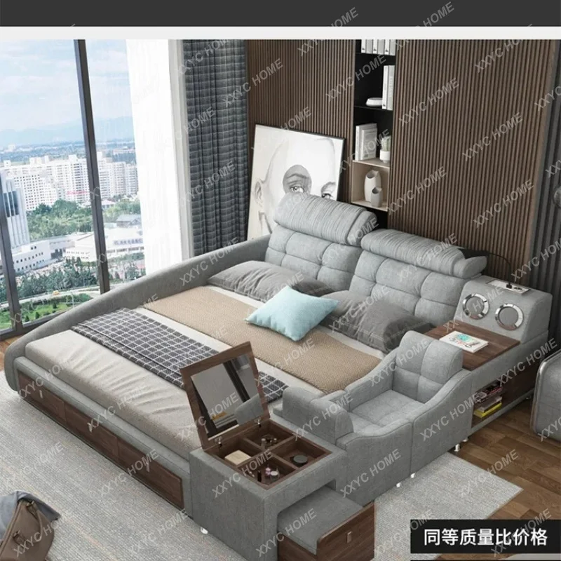 XX Bedroom Decoration Double Bed Master Multifonction Luxury King Twin Bed Frame Smart Space Saving Cama Box Casal