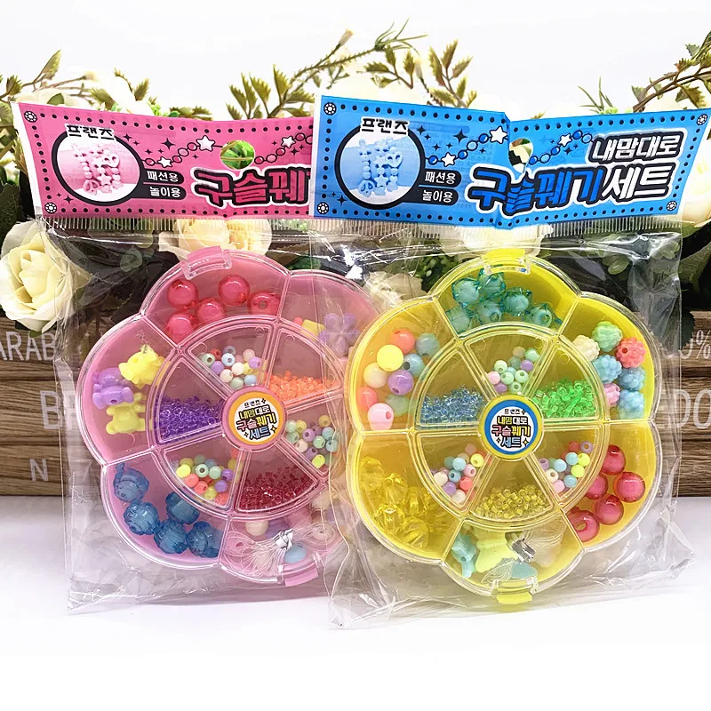 

Children Beads Plum Blossom Box Set DIY Handmade Bead Toy Necklace Building Kit Girl Weaving Bracelet Jewelry Making Toy Gift