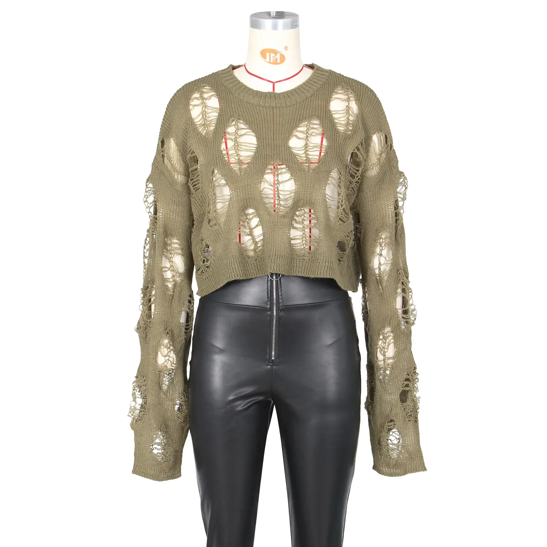 2023 New Knitted Beach Cover Up Women Sexy Top Long Sleeve Loose  Sweater Summer Trend Hollow Out Short Pullover T-shirt