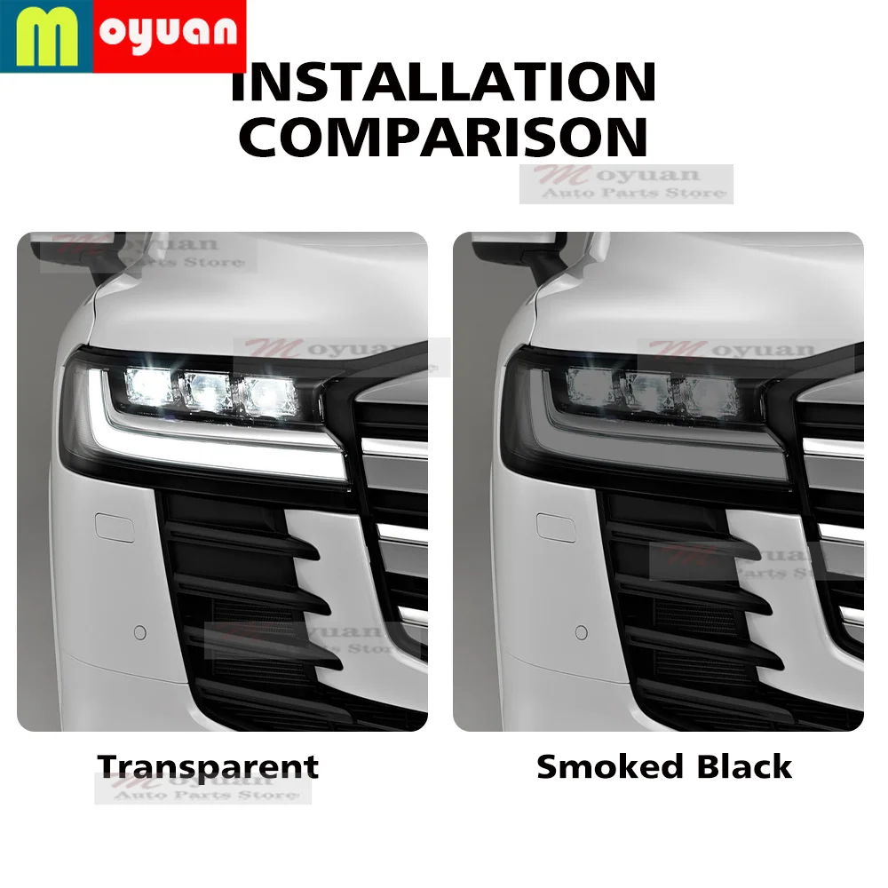 For Toyota Land Cruiser J300 2021-2023 Car Headlight Protective Car Film Front Headlamp Transparent Black TPU Exterior Sticker