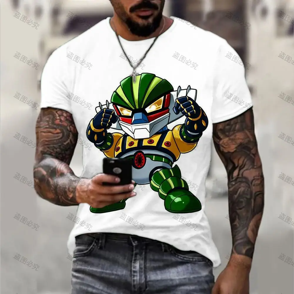 T-shirts Men Clothes Men\'s T-Shirt Oversized Mazinger Z Anime Essentials HD Print High Quality Streetwear Y2k Tops Cartoon New