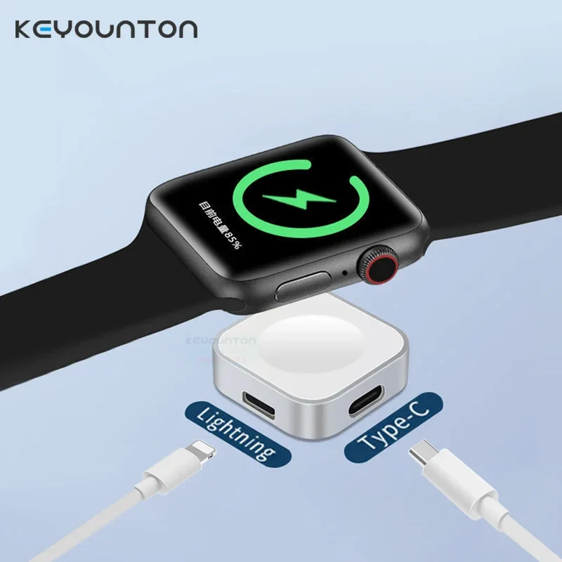 

Магнитное беспроводное зарядное устройство 2-в-1 из металла с быстрой зарядкой USB-C, портативное, с двойным входом, для Apple Watch 8 7 6 5 4 3 2 1