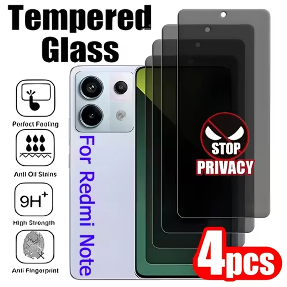 

1-4Pcs Privacy Curved Screen Protectors For Xiaomi Redmi Note 15 4G Note 14 Pro Note 13 Pro Plus 14 Pro Plus 5G Tempered Glass