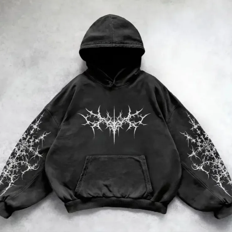 Hooded Sweatshirt Front And Back Print Women's Harajuku Style Korean Fashion Hoodie Loose Fit Long Sleeve Polyester Fiber