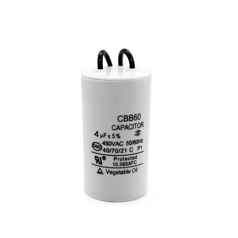 Capacitor for CBB60 4UF 450V Start Capacitor For Dehydrator Washing Machine Water Pump Grinder   5pcs