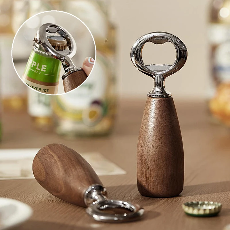 

Black Walnut Handle Bottle Opener Home Beverage Beer Creative Stainless Steel Bottle Opener Simple And High-End Beer Accessories